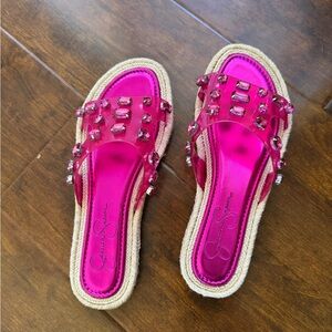 New! Jessica Simpson Fuchsia Embellished Sandals